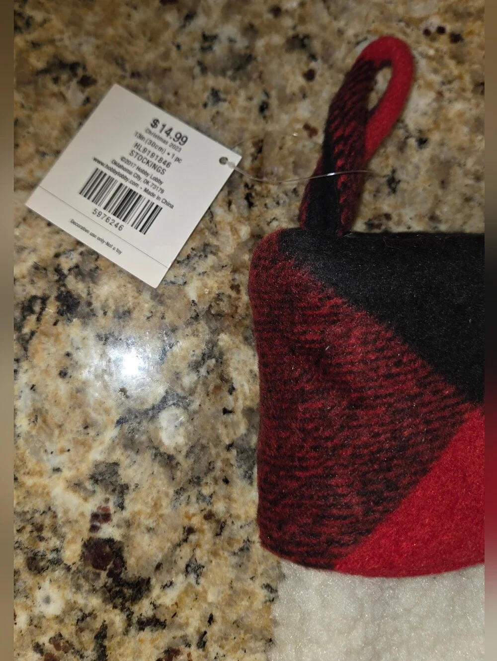 NWT Red and Black Plaid Pet Paw Dog Chriatmas Stocking